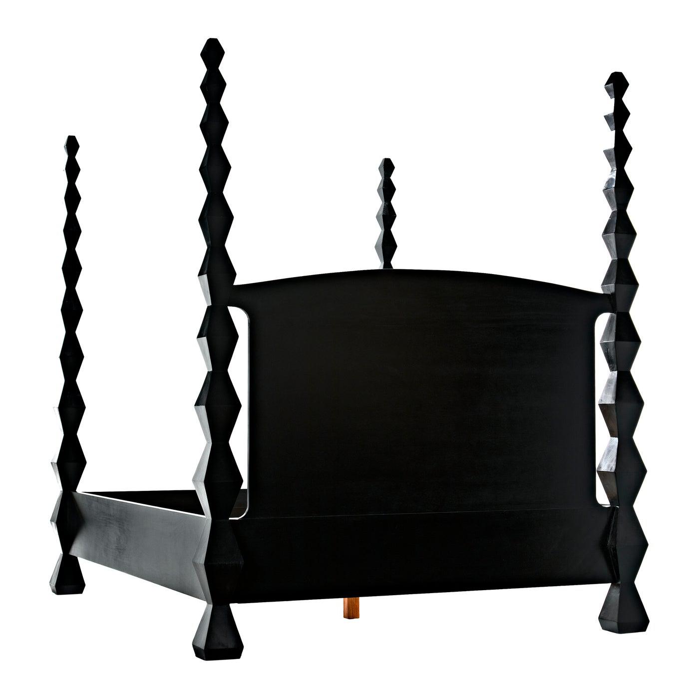 Noir Brancusi Bed, Queen, Hand Rubbed Black-Noir Furniture-Blue Hand Home