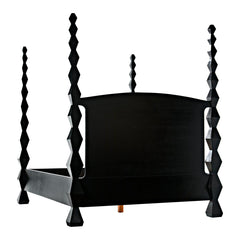 Noir Brancusi Bed, Queen, Hand Rubbed Black-Noir Furniture-Blue Hand Home