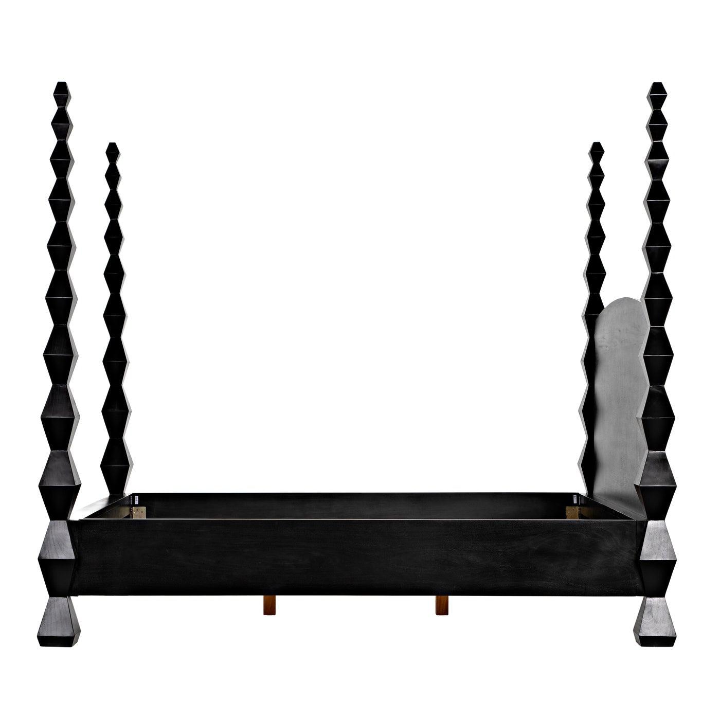 Noir Brancusi Bed, Queen, Hand Rubbed Black-Noir Furniture-Blue Hand Home