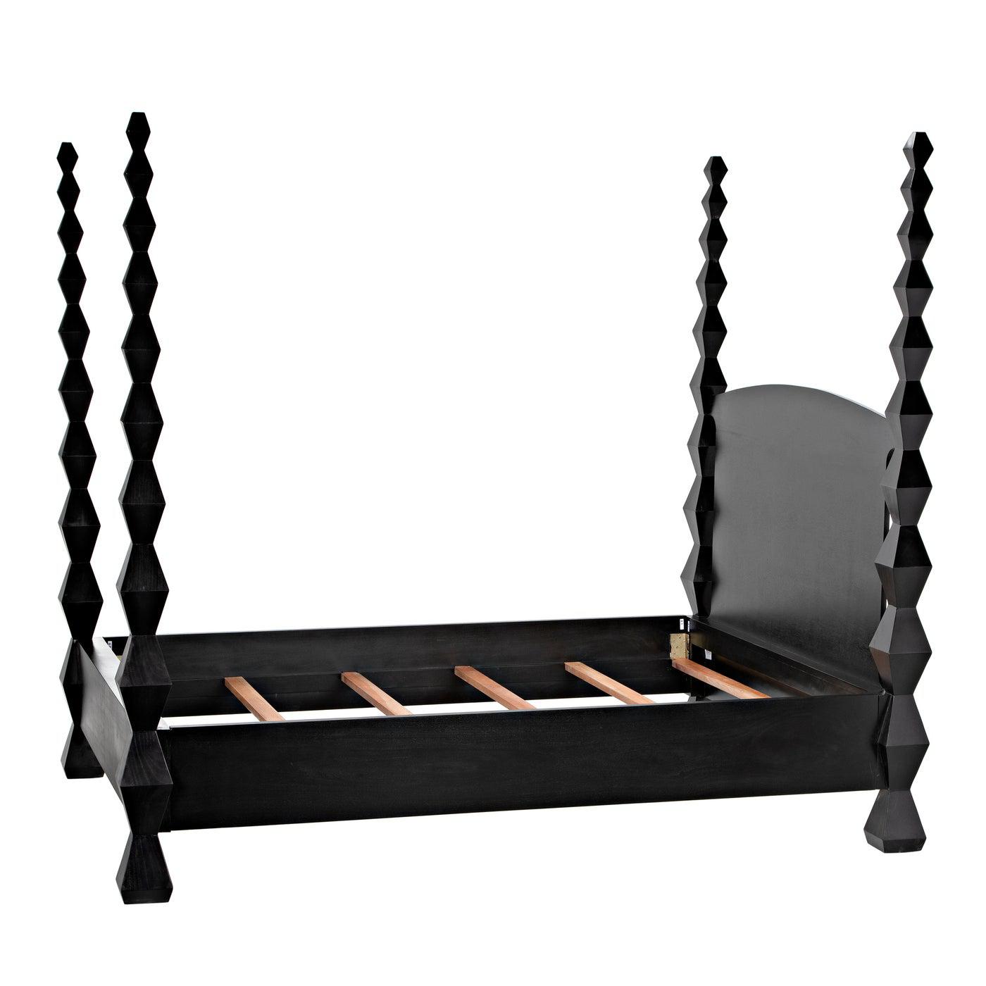 Noir Brancusi Bed, Queen, Hand Rubbed Black-Noir Furniture-Blue Hand Home
