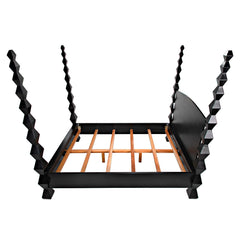 Noir Brancusi Bed, Queen, Hand Rubbed Black-Noir Furniture-Blue Hand Home