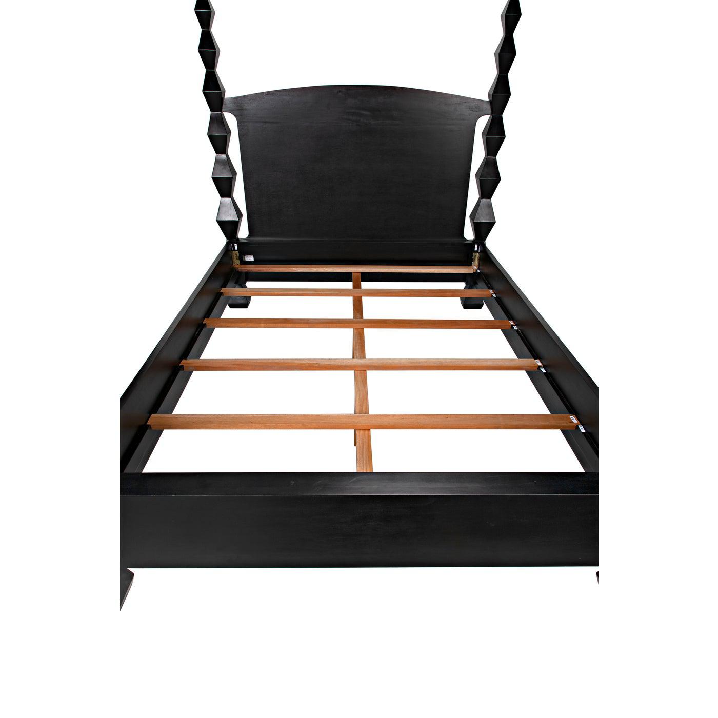Noir Brancusi Bed, Queen, Hand Rubbed Black-Noir Furniture-Blue Hand Home