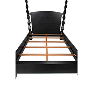 Noir Brancusi Bed, Queen, Hand Rubbed Black-Noir Furniture-Blue Hand Home