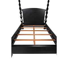 Noir Brancusi Bed, Queen, Hand Rubbed Black-Noir Furniture-Blue Hand Home