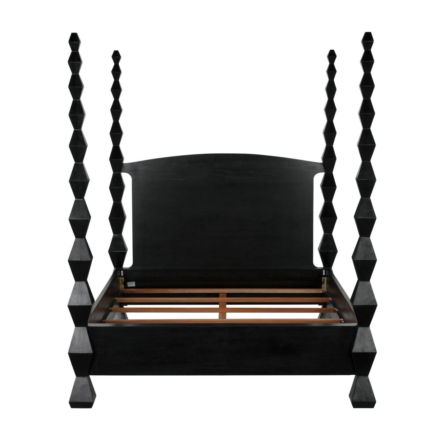 Noir Brancusi Bed, Queen, Hand Rubbed Black-Noir Furniture-Blue Hand Home