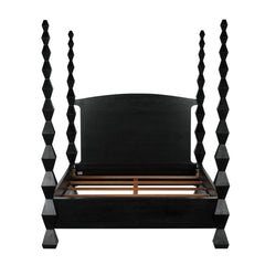 Noir Brancusi Bed, Queen, Hand Rubbed Black-Noir Furniture-Blue Hand Home
