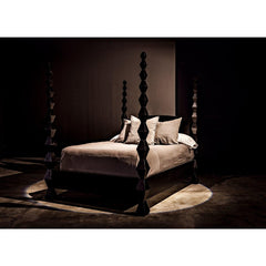Noir Brancusi Bed, Queen, Hand Rubbed Black-Noir Furniture-Blue Hand Home