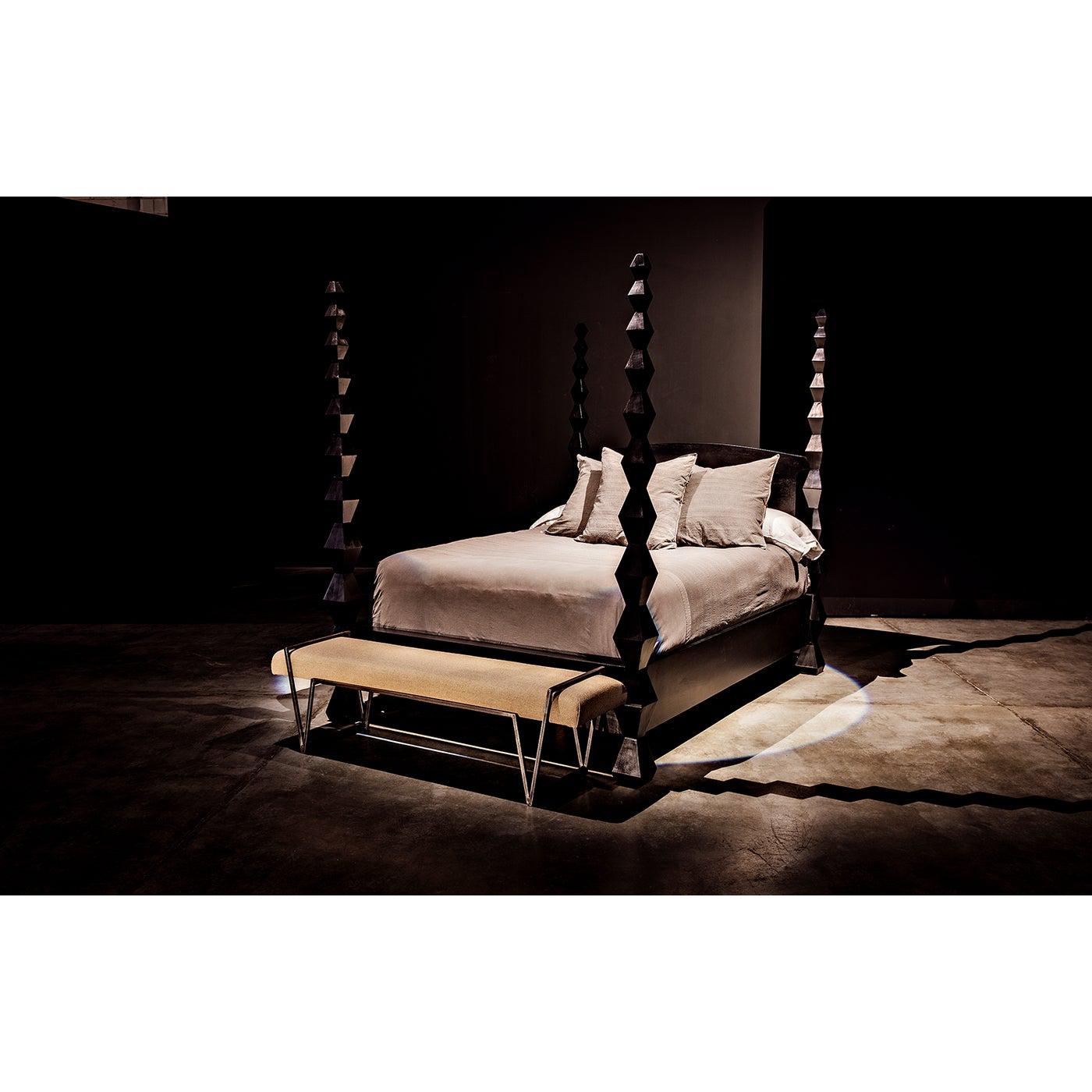 Noir Brancusi Bed, Queen, Hand Rubbed Black-Noir Furniture-Blue Hand Home