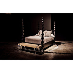 Noir Brancusi Bed, Queen, Hand Rubbed Black-Noir Furniture-Blue Hand Home