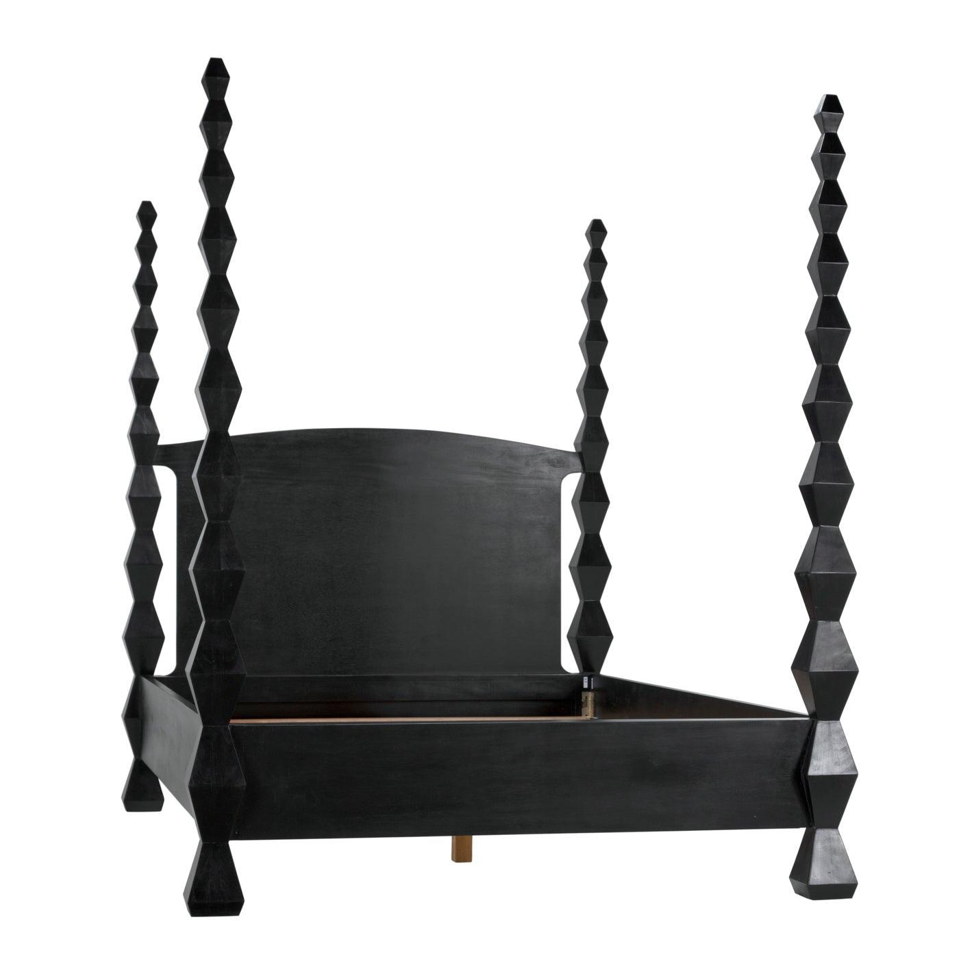Noir Brancusi Bed, Queen, Hand Rubbed Black-Noir Furniture-Blue Hand Home