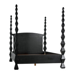Noir Brancusi Bed, Queen, Hand Rubbed Black-Noir Furniture-Blue Hand Home