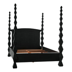 Noir Brancusi Bed, Queen, Hand Rubbed Black-Noir Furniture-Blue Hand Home