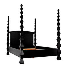 Noir Brancusi Bed, Queen, Hand Rubbed Black-Noir Furniture-Blue Hand Home