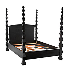 Noir Brancusi Bed, Queen, Hand Rubbed Black-Noir Furniture-Blue Hand Home