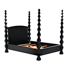 Noir Brancusi Bed, Queen, Hand Rubbed Black-Noir Furniture-Blue Hand Home