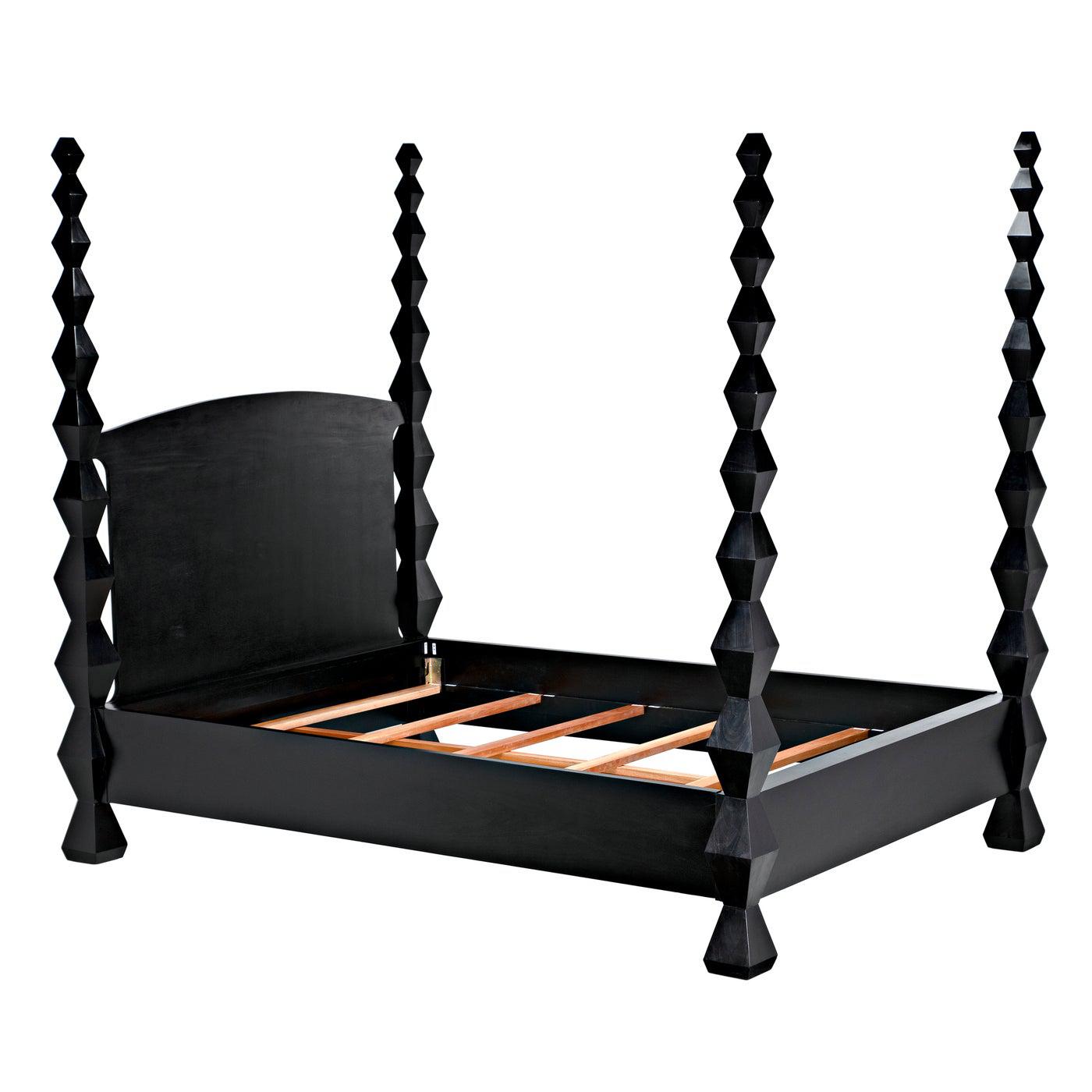 Noir Brancusi Bed, Queen, Hand Rubbed Black-Noir Furniture-Blue Hand Home