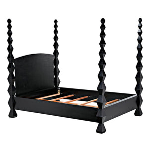 Noir Brancusi Bed, Queen, Hand Rubbed Black-Noir Furniture-Blue Hand Home
