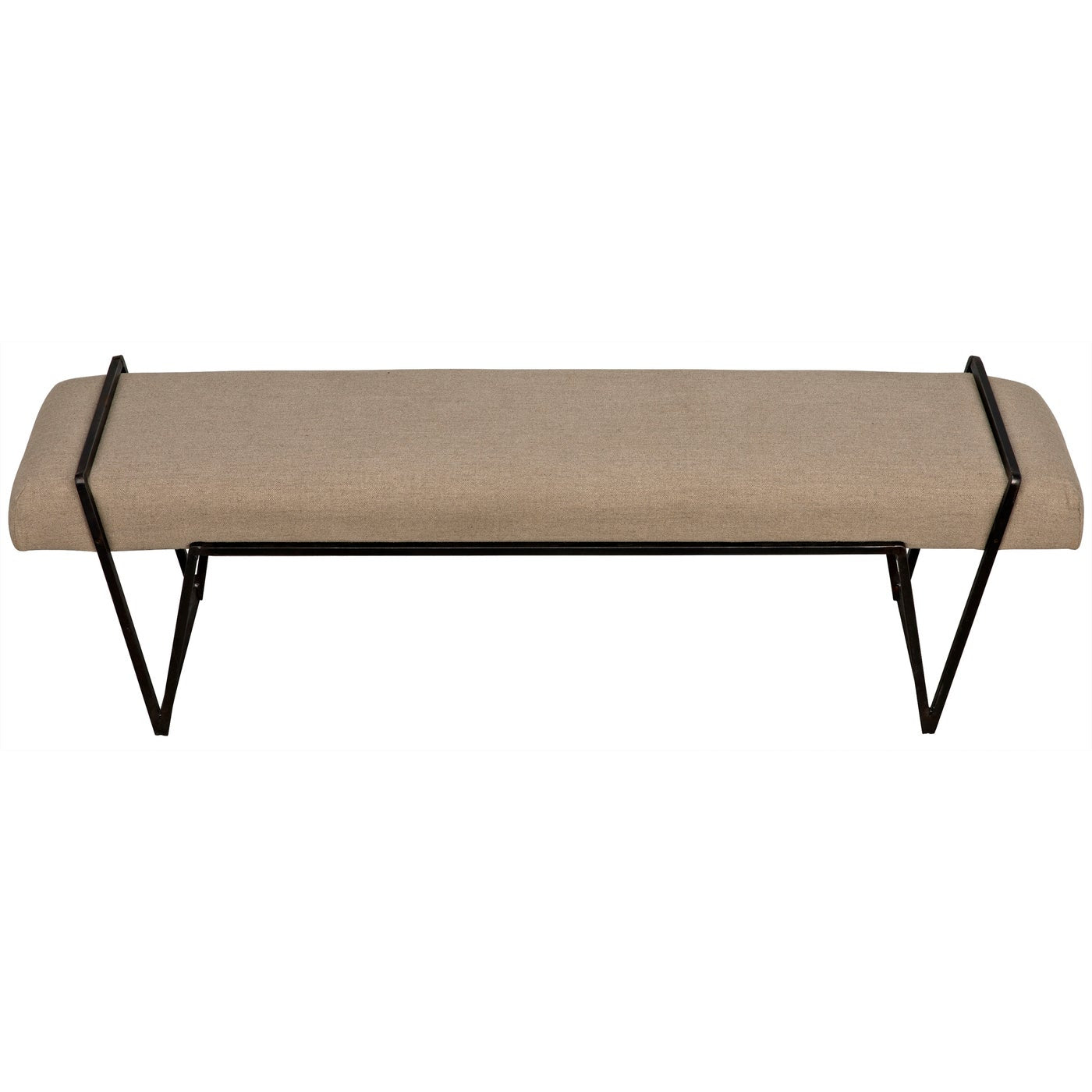 Noir Larkin Bench, Steel with Linen-Noir Furniture-Blue Hand Home