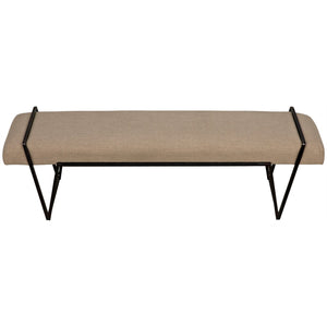 Noir Larkin Bench, Steel with Linen-Noir Furniture-Blue Hand Home