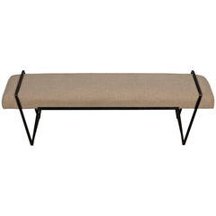 Noir Larkin Bench, Steel with Linen-Noir Furniture-Blue Hand Home