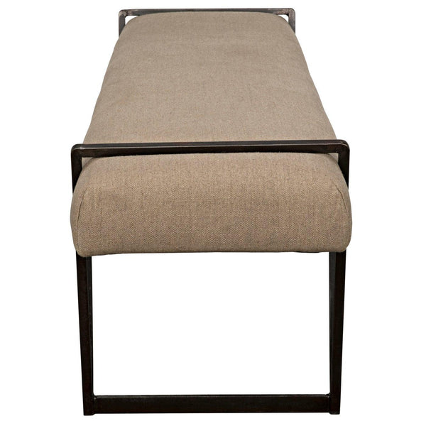Noir Larkin Bench, Steel with Linen-Noir Furniture-Blue Hand Home