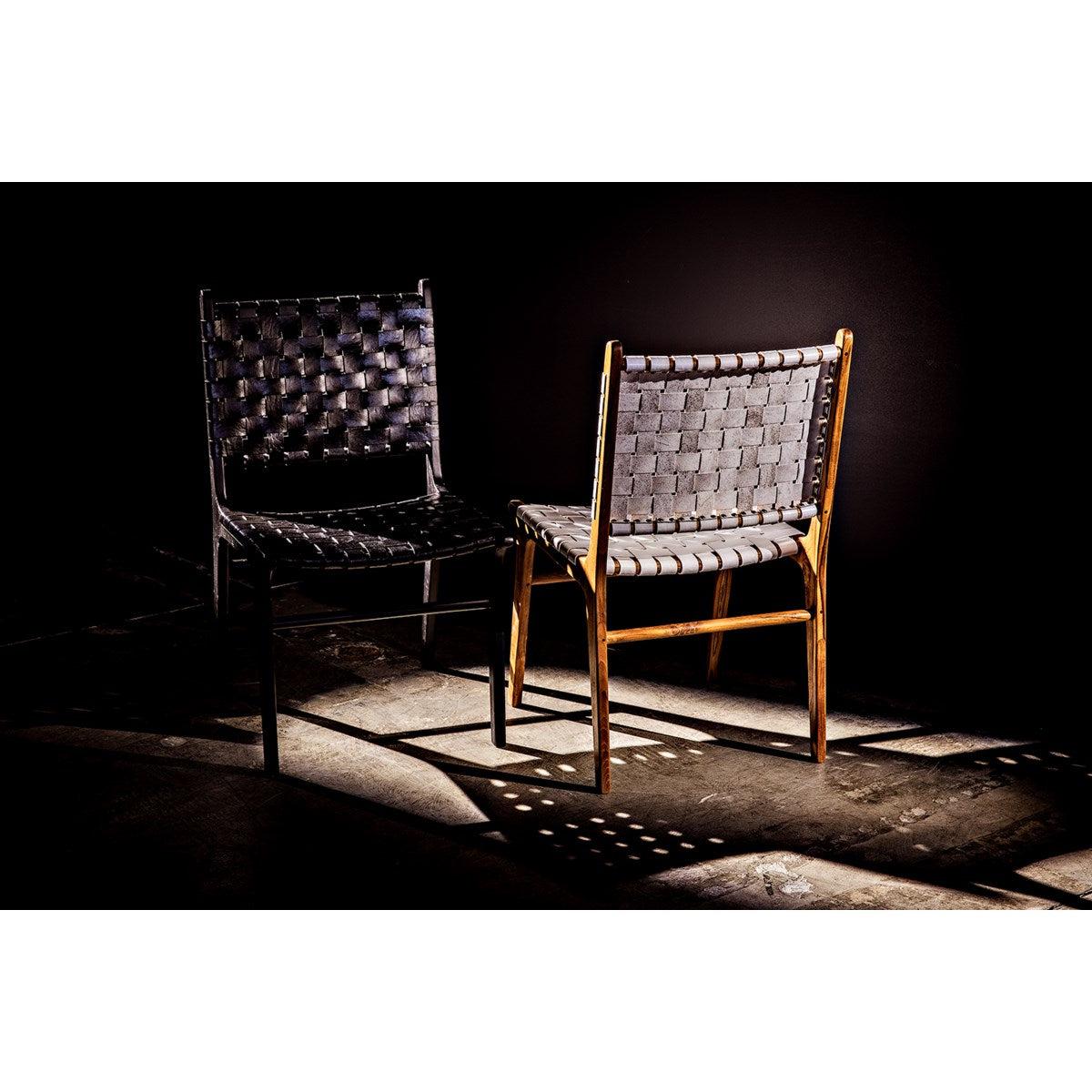 Noir Furniture Dede Dining Chair, Leather, Black-Noir Furniture-Blue Hand Home