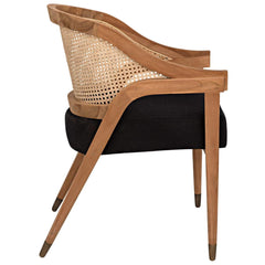 Noir Furniture Chloe Chair, Teak, Caning, and Black Cotton-Noir Furniture-Blue Hand Home
