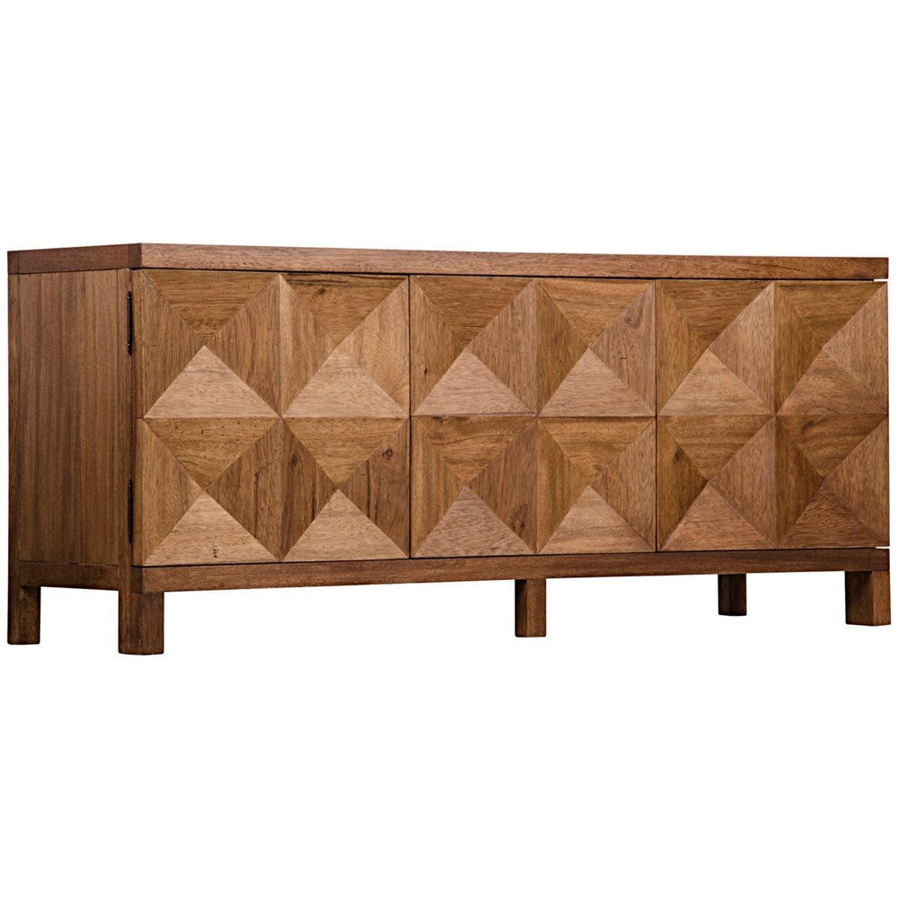 Noir Quadrant 3 Door Sideboard, Dark Walnut-Noir Furniture-Blue Hand Home