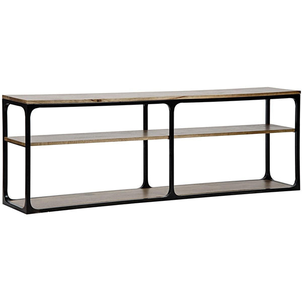 Noir Furniture Large Novie Console with Black Metal, Walnut-Noir Furniture-Blue Hand Home