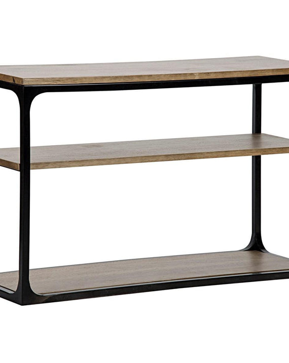 Novie Console, Small, Black Steel with Dark Walnut