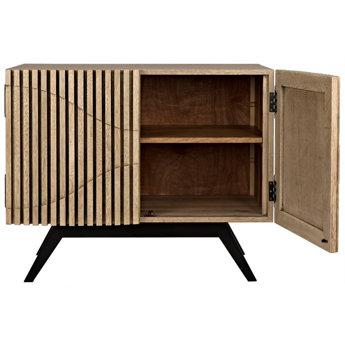 Noir Illusion Single Sideboard with Metal Base, Bleached Walnut-Noir Furniture-Blue Hand Home