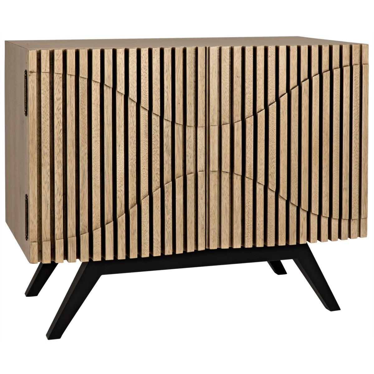 Noir Illusion Single Sideboard with Metal Base, Bleached Walnut-Noir Furniture-Blue Hand Home