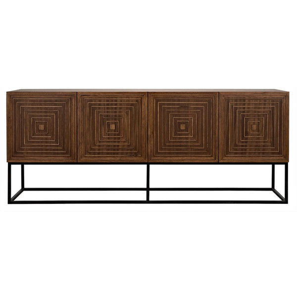 Noir Furniture Lanon Sideboard with Metal Base, Dark Walnut-Noir Furniture-Blue Hand Home