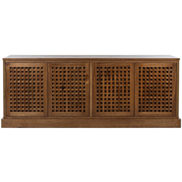 Noir Furniture Genti 4 Door Sideboard, Dark Walnut-Noir Furniture-Blue Hand Home