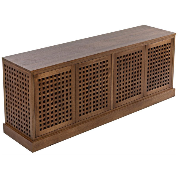 Noir Furniture Genti 4 Door Sideboard, Dark Walnut-Noir Furniture-Blue Hand Home