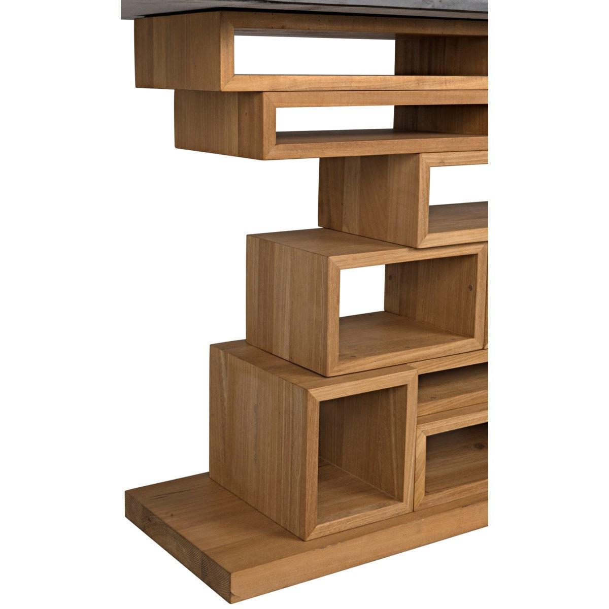Noir Furniture Balin Console, Dark Walnut/Stone-Noir Furniture-Blue Hand Home