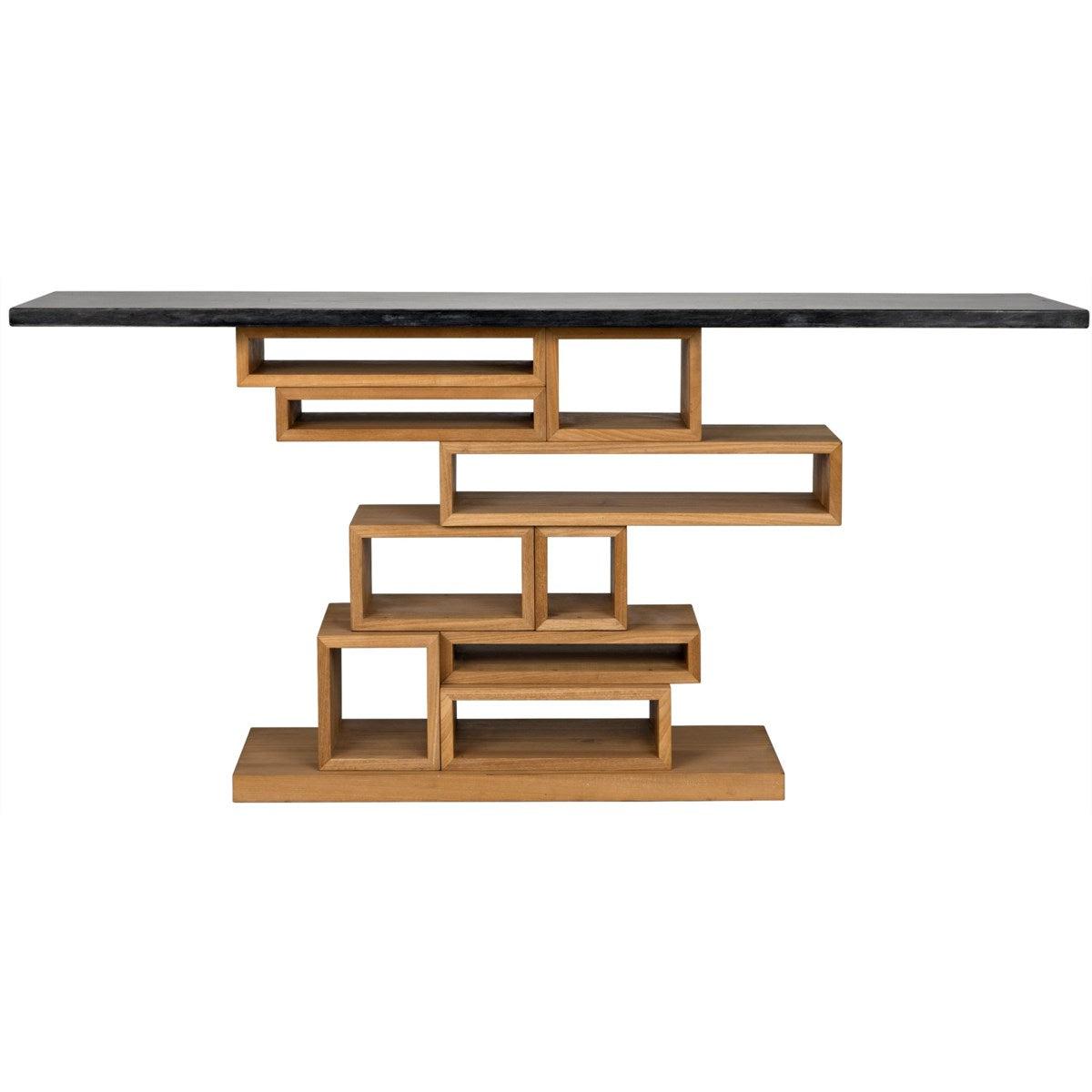 Noir Furniture Balin Console, Dark Walnut/Stone-Noir Furniture-Blue Hand Home