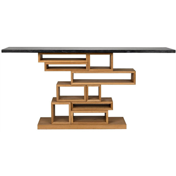 Noir Furniture Balin Console, Dark Walnut/Stone-Noir Furniture-Blue Hand Home