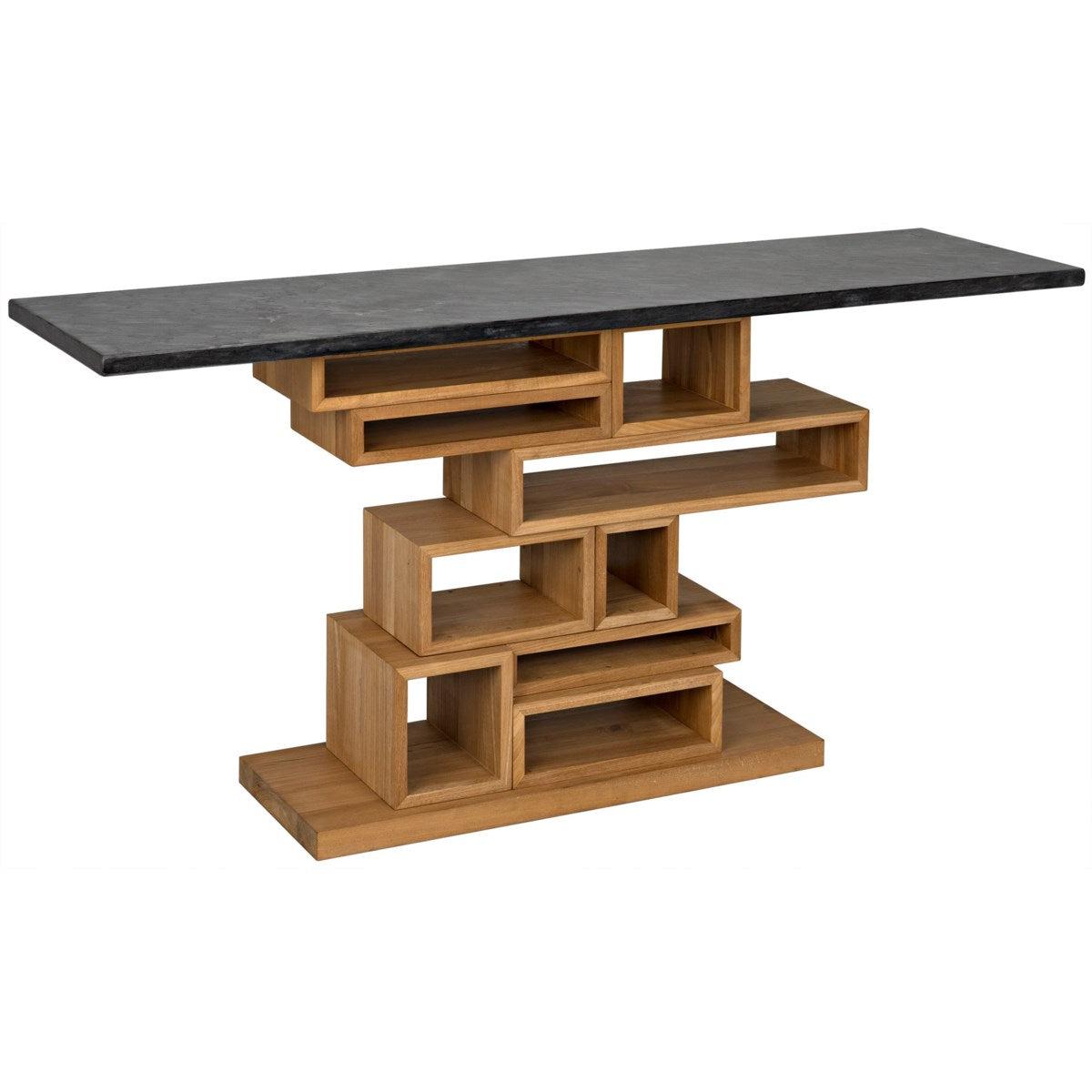 Noir Furniture Balin Console, Dark Walnut/Stone-Noir Furniture-Blue Hand Home