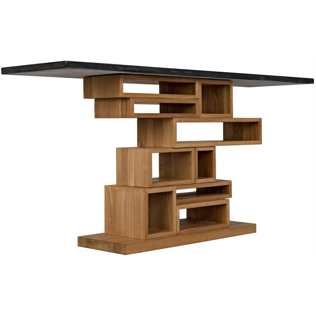 Noir Furniture Balin Console, Dark Walnut/Stone-Noir Furniture-Blue Hand Home