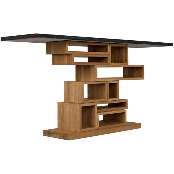 Noir Furniture Balin Console, Dark Walnut/Stone-Noir Furniture-Blue Hand Home