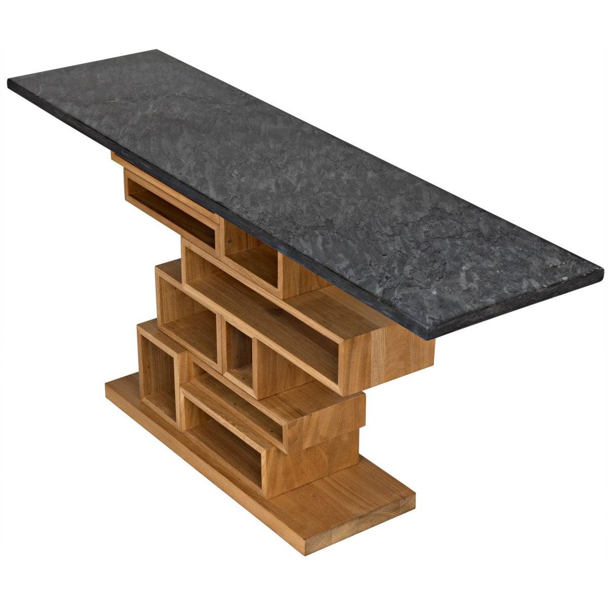 Noir Furniture Balin Console, Dark Walnut/Stone-Noir Furniture-Blue Hand Home