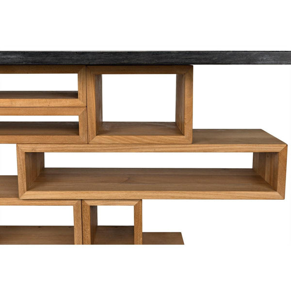Noir Furniture Balin Console, Dark Walnut/Stone-Noir Furniture-Blue Hand Home