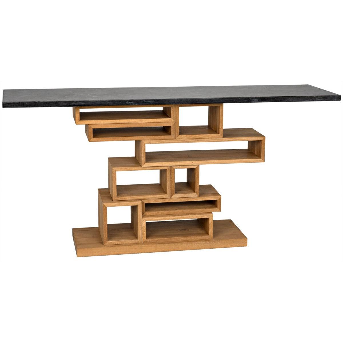 Noir Furniture Balin Console, Dark Walnut/Stone-Noir Furniture-Blue Hand Home