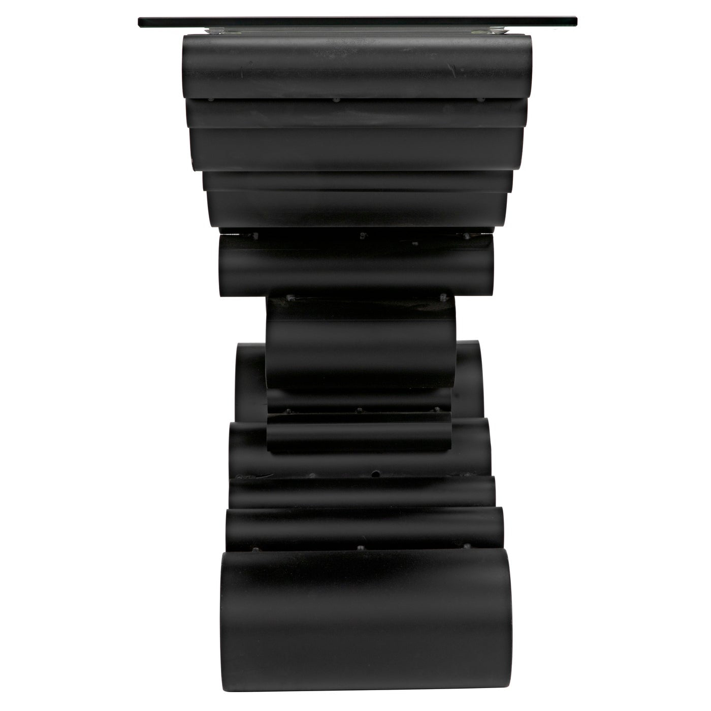 Noir Paradox Console, Black Steel with Glass Top-Noir Furniture-Blue Hand Home