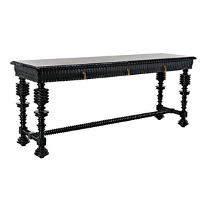 Noir Portuguese Console, Hand Rubbed Black-Noir Furniture-Blue Hand Home