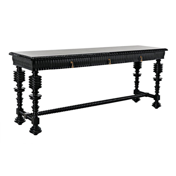Noir Portuguese Console, Hand Rubbed Black-Noir Furniture-Blue Hand Home