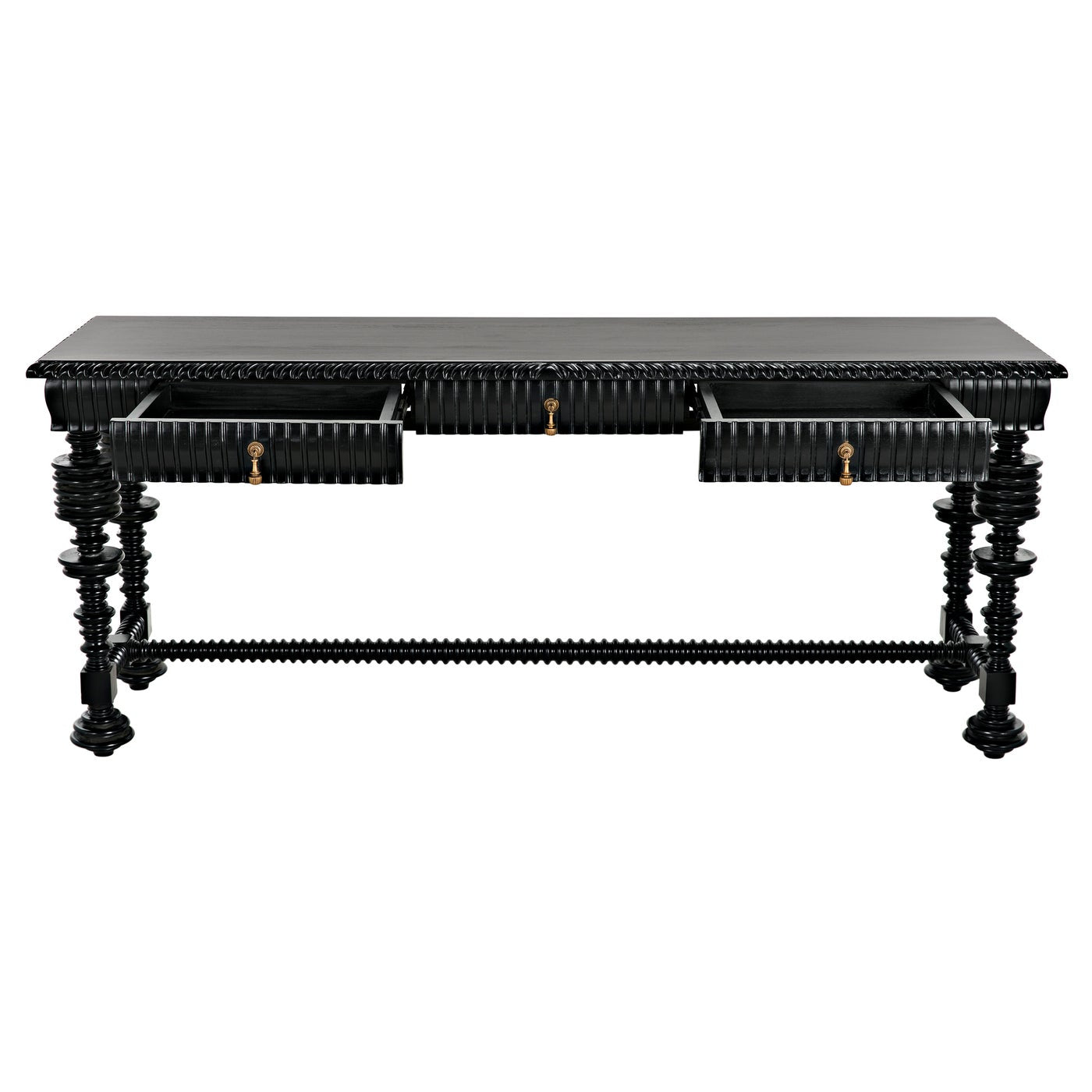 Noir Portuguese Console, Hand Rubbed Black-Noir Furniture-Blue Hand Home