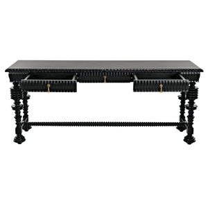 Noir Portuguese Console, Hand Rubbed Black-Noir Furniture-Blue Hand Home
