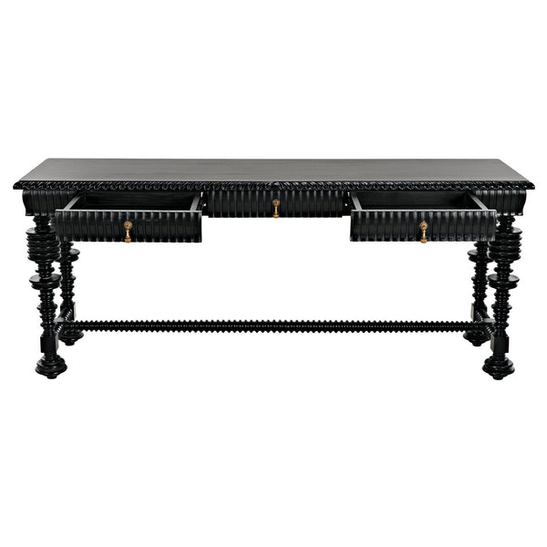 Noir Portuguese Console, Hand Rubbed Black-Noir Furniture-Blue Hand Home